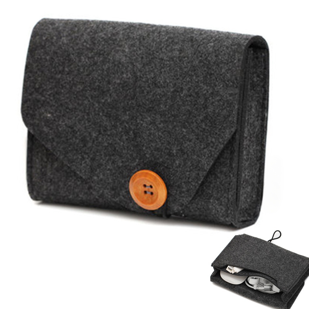 Tech Accessories Case - Borsa portaoggetti portatile in feltro Cavo